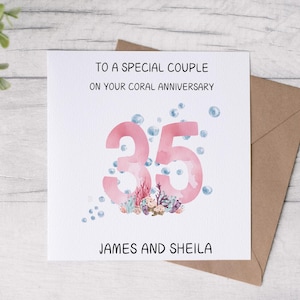Personalised Coral Wedding Anniversary Card