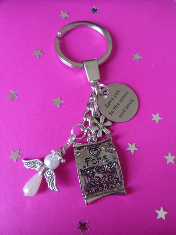 Love you to the moon family names key ring