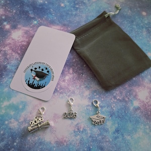 Graduation scroll clip on charm 2026 and gift bag, 3 variations