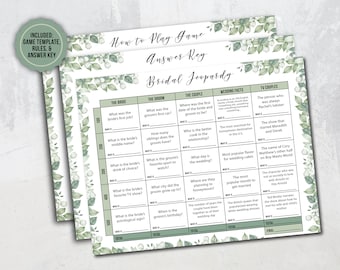 Bridal Jeopardy Game Printable Template | Digital Print | Bridal Jeopardy Printable | Bridal Shower Game | Bachelorette Party Game