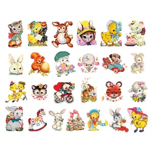 26 vintage schattige dieren clipart, instant download, commercieel gebruik