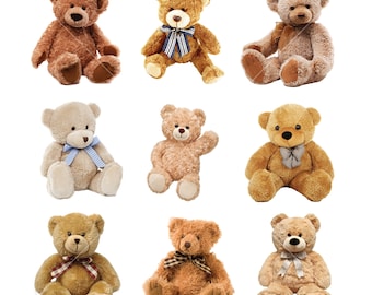 9 Teddy Bear Clipart, Instant Download, Commercial Use