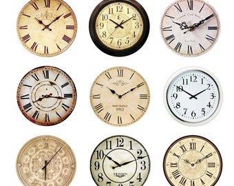 9 Old Clock Clipart, Instant Download, Commercial Use