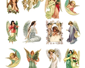 12 Vintage Angel Clipart, Instant Download, Commercial Use