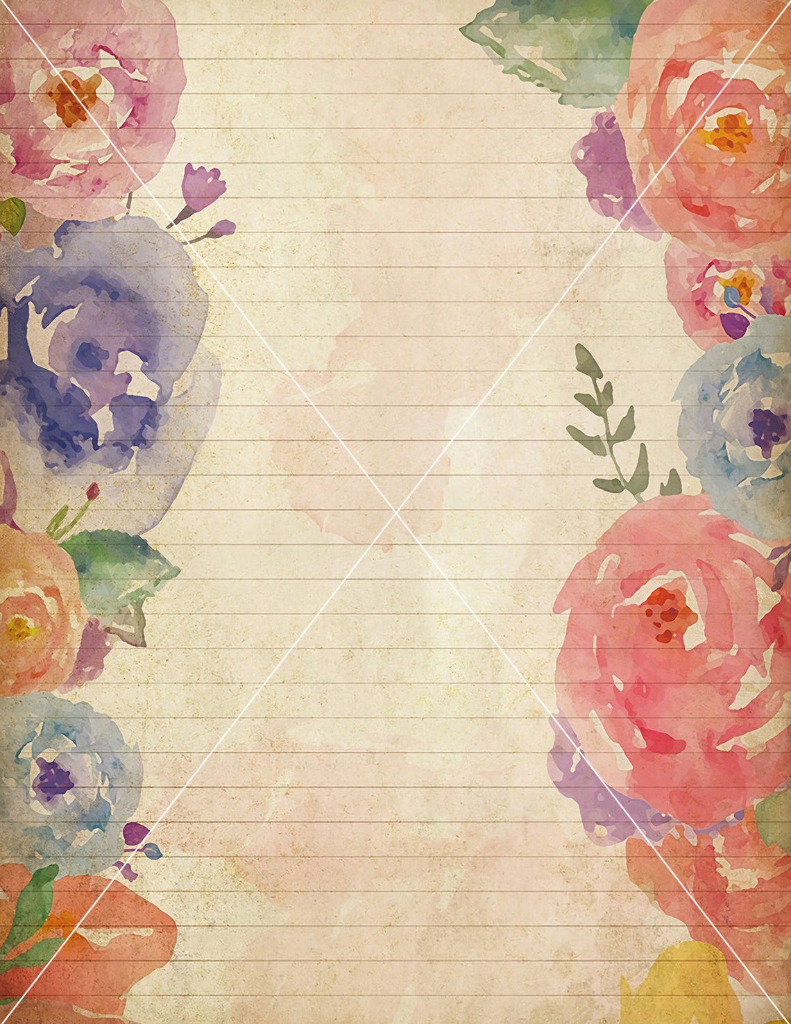 10 floral lined printable journal pagina's set 1 Instant | Etsy