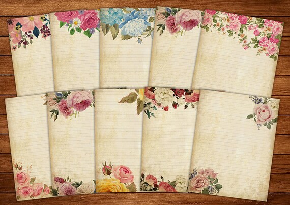 Floral Lined Printable Journal Pages Download - Etsy