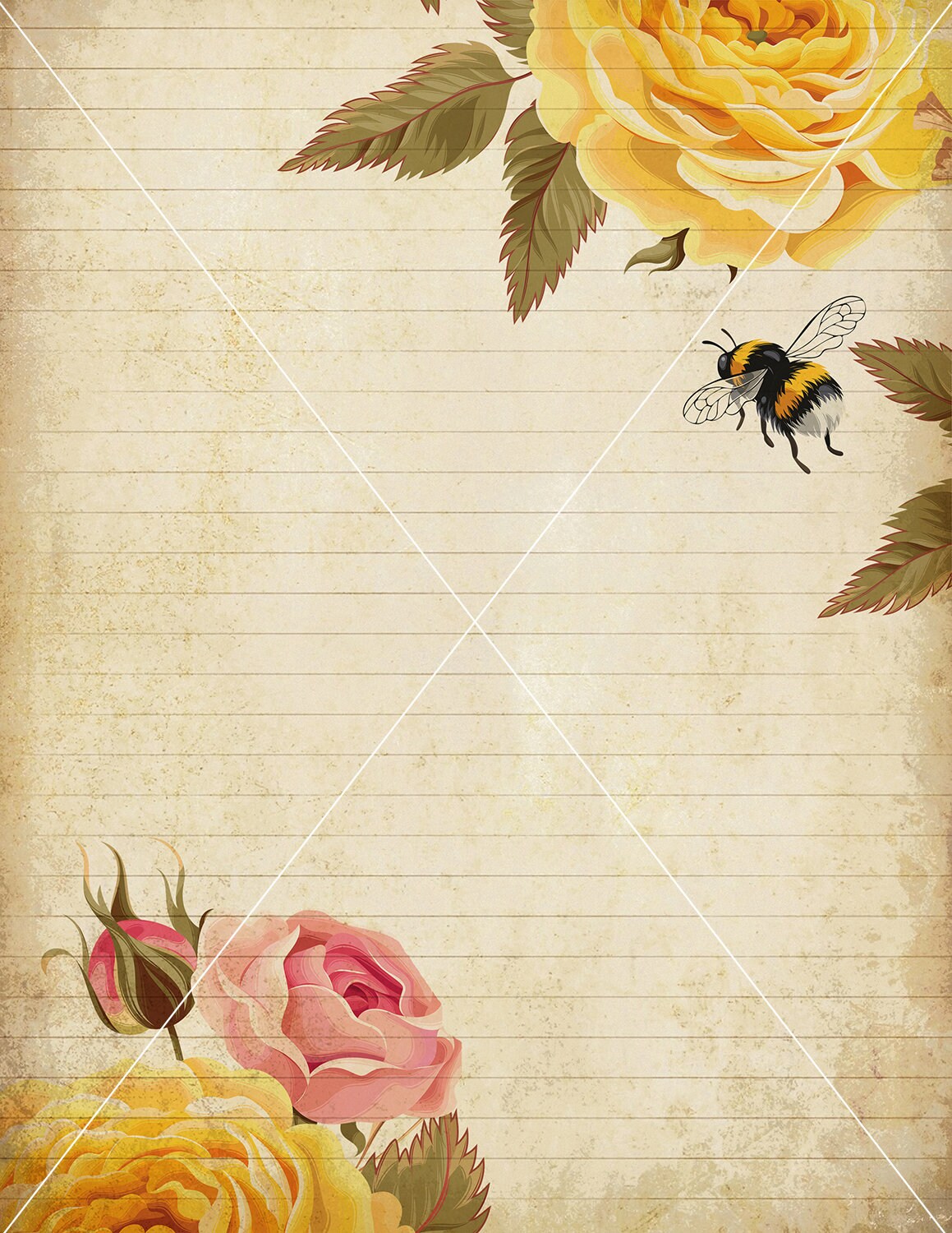 10 Floral Lined Printable Journal Pages Set 4 Instant | Etsy