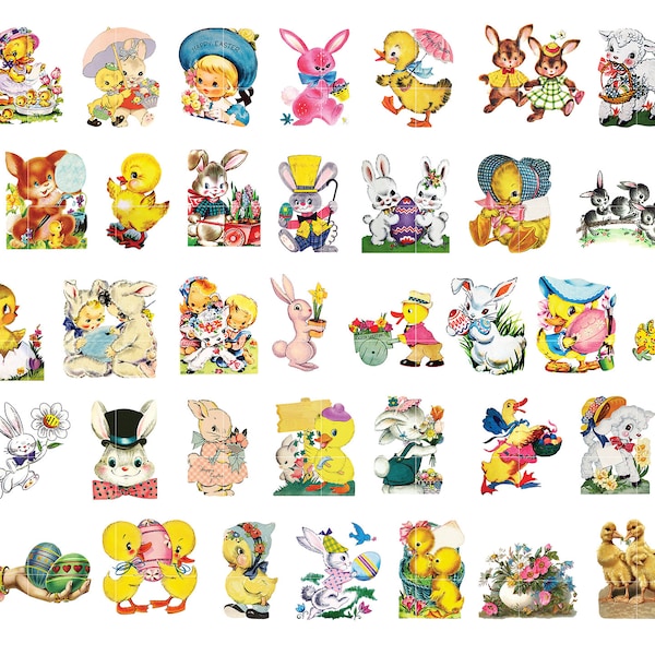 45 Easter Vintage PNG Cliparts, Instant Download, Commercial Use