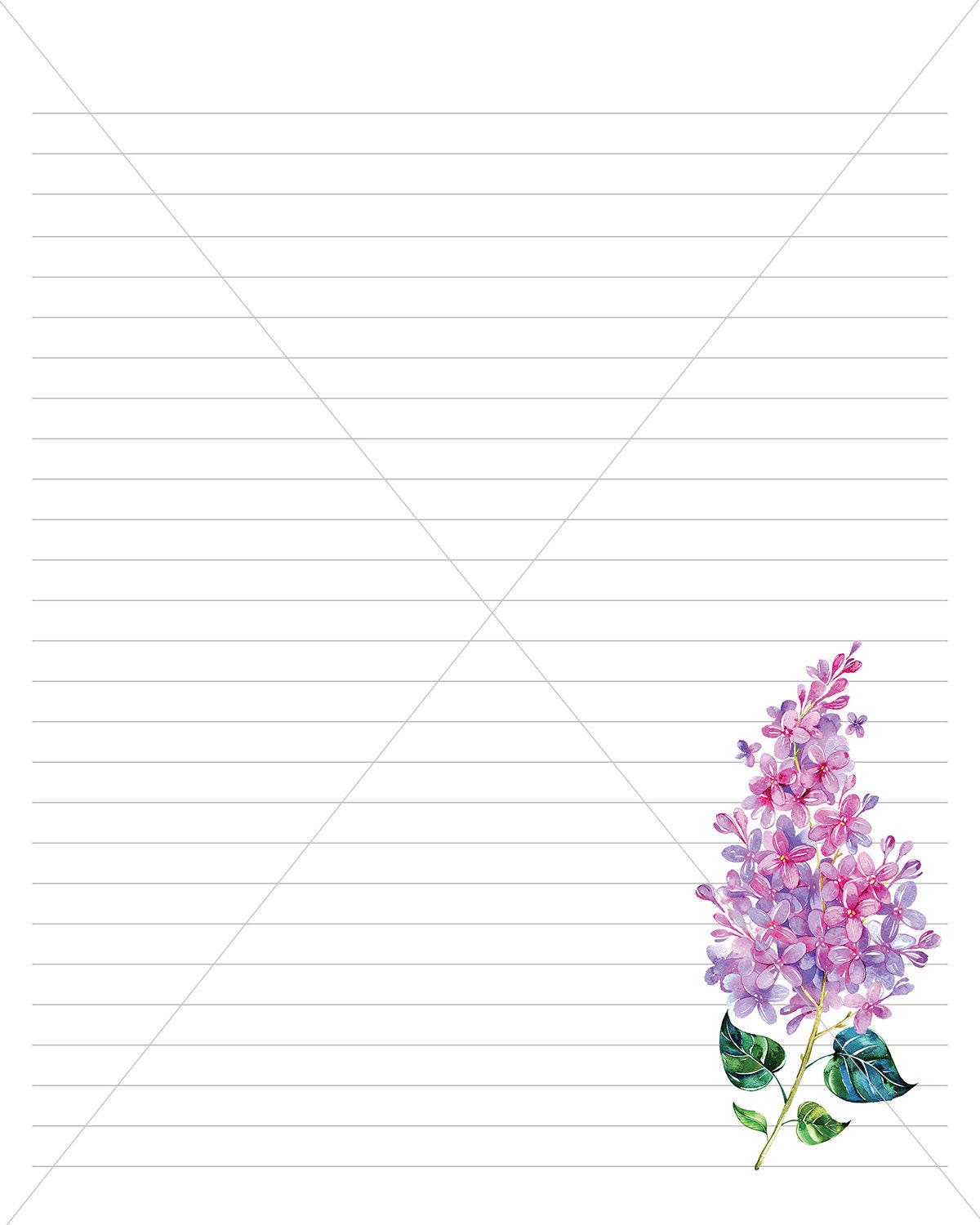 10 Lilac Printable Writing Paper Instant Download Lined and | Etsy
