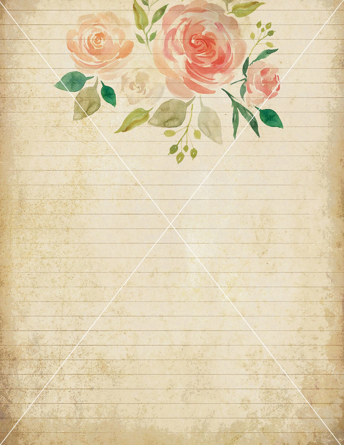 10 Floral Lined Printable Journal Pages Set 2 Instant | Etsy