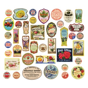 Clipart de etiquetas vintage, descarga instantánea, uso comercial