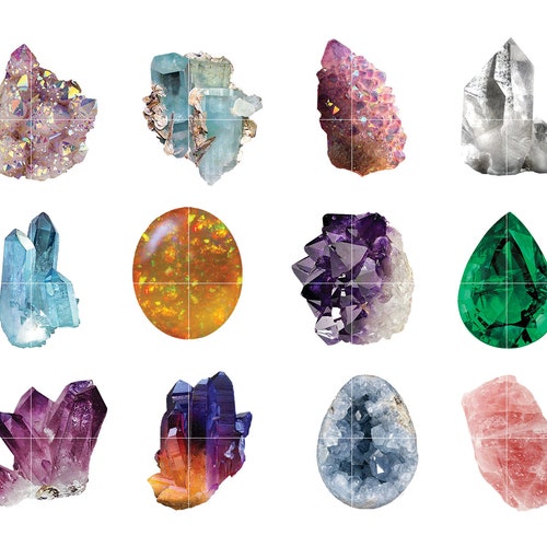 12 Crystals Gemstones PNG Clipart Download Commercial Use Etsy