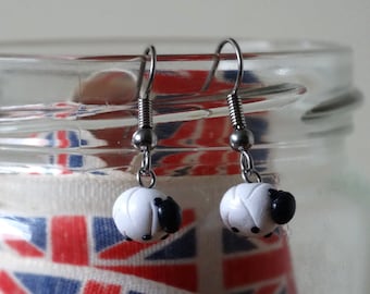 By the Shed Sheep Lamb Drop Dangle Earrings - White - Countryside, Farm Animals, Wildlife, Present, Herdwick, Farming, Screw Back, Clip On