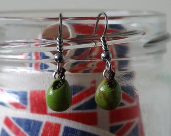 By the Shed Pear Drop Earrings - Green - Fruit - Vegetables - Gardening - Gift - Orchard - Jewellery - Cider Makers! Screw Back, Clip On