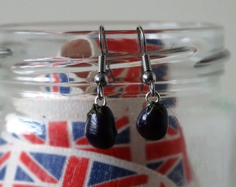 By the Shed Aubergine Eggplant Drop Earrings - Purple - Fruit - Vegetables - Gardening - Gift - Jewellery - Allotment, Screw Back, Clip On