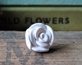 By the Shed - White Rose Pin Badge - Flowers - Garden - Gardening - Gift -Wedding - Rose Garden - Jewellery Floral - Brooch, Tie Pin