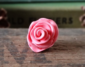 Broche / Insigne Vintage Couleur Or - Motif Fleur Rose Et Bouquet - Occasion