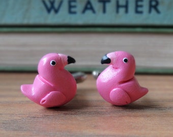 By the Shed Pink Flamingo Cufflinks - Bird - Wading, Waterfowl - Fuchsia Pink - Flamengo Cuff Links - Novelty