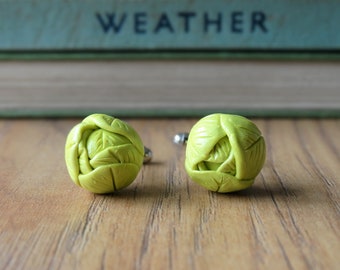 By the Shed White Green Cabbage Cufflinks - Gardening - Vegetable Vegetarian -Brussels Sprout - Harvest Allotment Patch - Lunch - Novelty