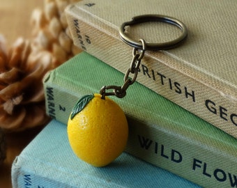 By the Shed Lemon Yellow Keyring Key Chain - Citrus - Funky - Keys - Vegetable - Fruit - Allotment - Gardening - Vegetarian Gift