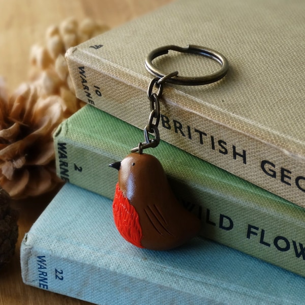 By the Shed Robin Bird Keyring - Brown - Birds, Garden, Allotment, Christmas - Gift, Present - Bird Watching, Countryside - Key Chain, Charm