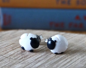 By the Shed Sheep Lamb Stud Earrings - White - Countryside, Farm Animals, Easter, Spring, Gardener Present, Gift, Herdwick, Farming