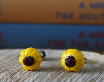 Boucles D'oreilles Tournesols Dorées - Métal Doré - Le Bijou Français - Neuves