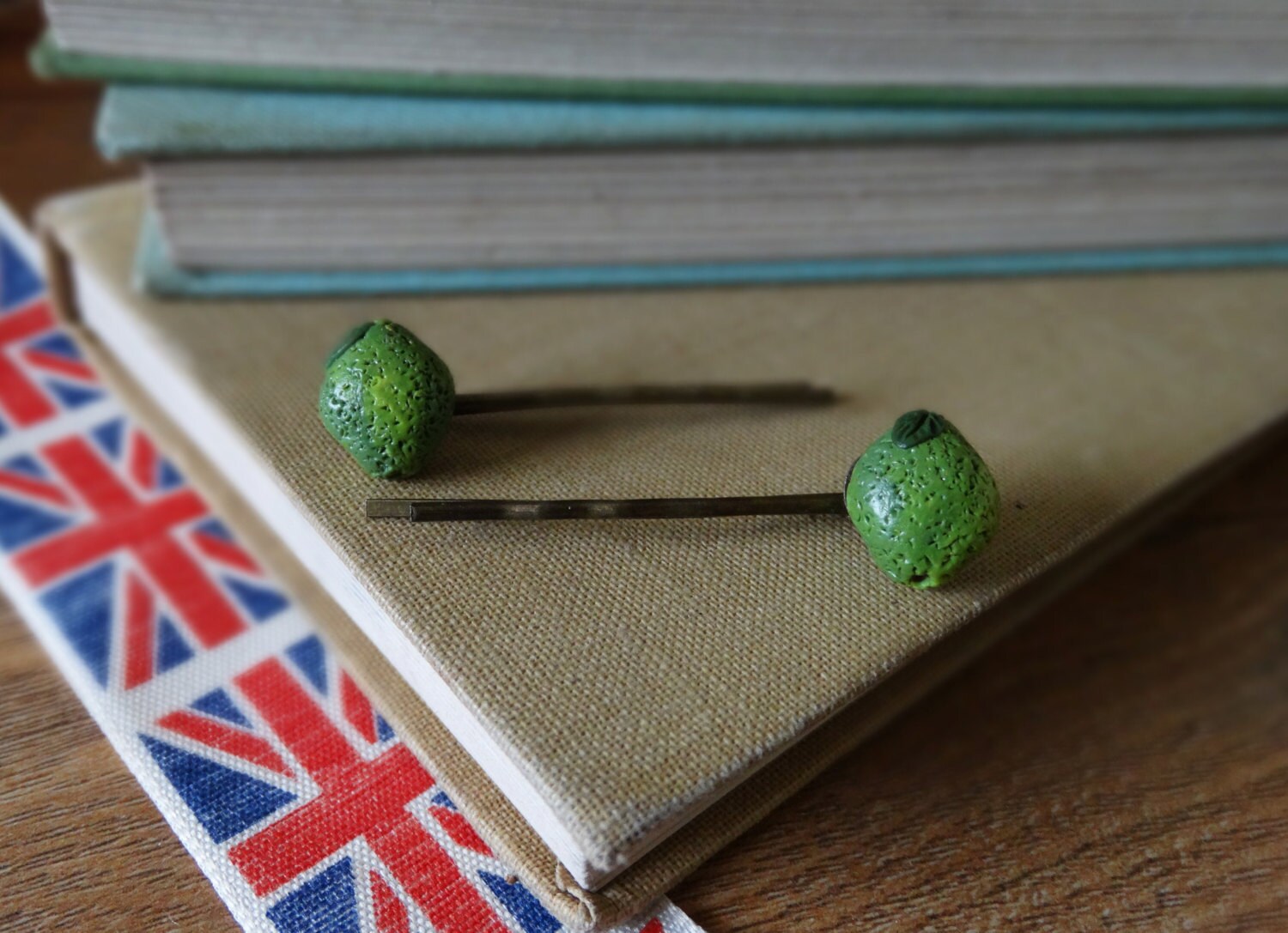 By the Shed Lime Hairgrips - Fruit  Vegetables - Green - Gardening - Gift - Unique Present - Jewellery - Allotment - Citrus - Summer