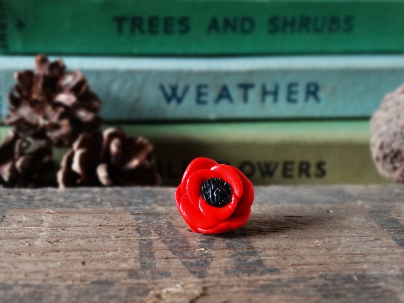 By the Shed Red Poppy Pin Badge Flowers Garden Gardening Gift Unique Present Floral Lapel Pin, Brooch, Tie Pin image 1