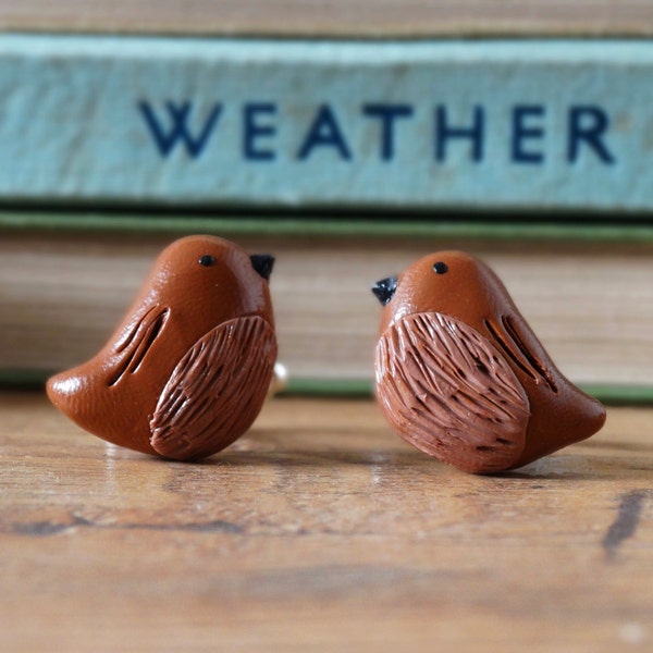 By the Shed Wren Bird Cufflinks - Silver Plated - Garden Birds - Allotment - Gardening - Bird Watching - Unique Gift - Brown - Sparrow