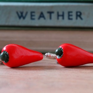 By the Shed Red Hot Chili Pepper Boutons de manchette - Plaqué Argent - Allotissement - Végétarien - Jardinage - Légume - Fruits - Poivre - Rouge - Piment