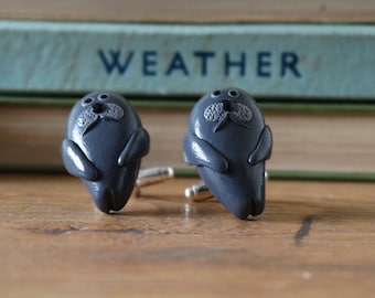 By the Shed Seal Sealife Cufflinks - Grey - Seaside Sea, Beach, Wildlife, Handmade, Present, Coastline, Mammal, Sea Dog - Shirt