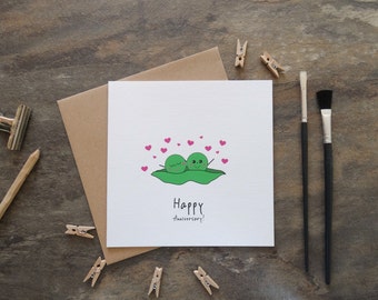 By the Shed - Happy Anniversary Two Peas in a Pod Greeting Card - Anniversary, Civil Partnership - Pea Pod, Peas, Love, Wedding Anniversary