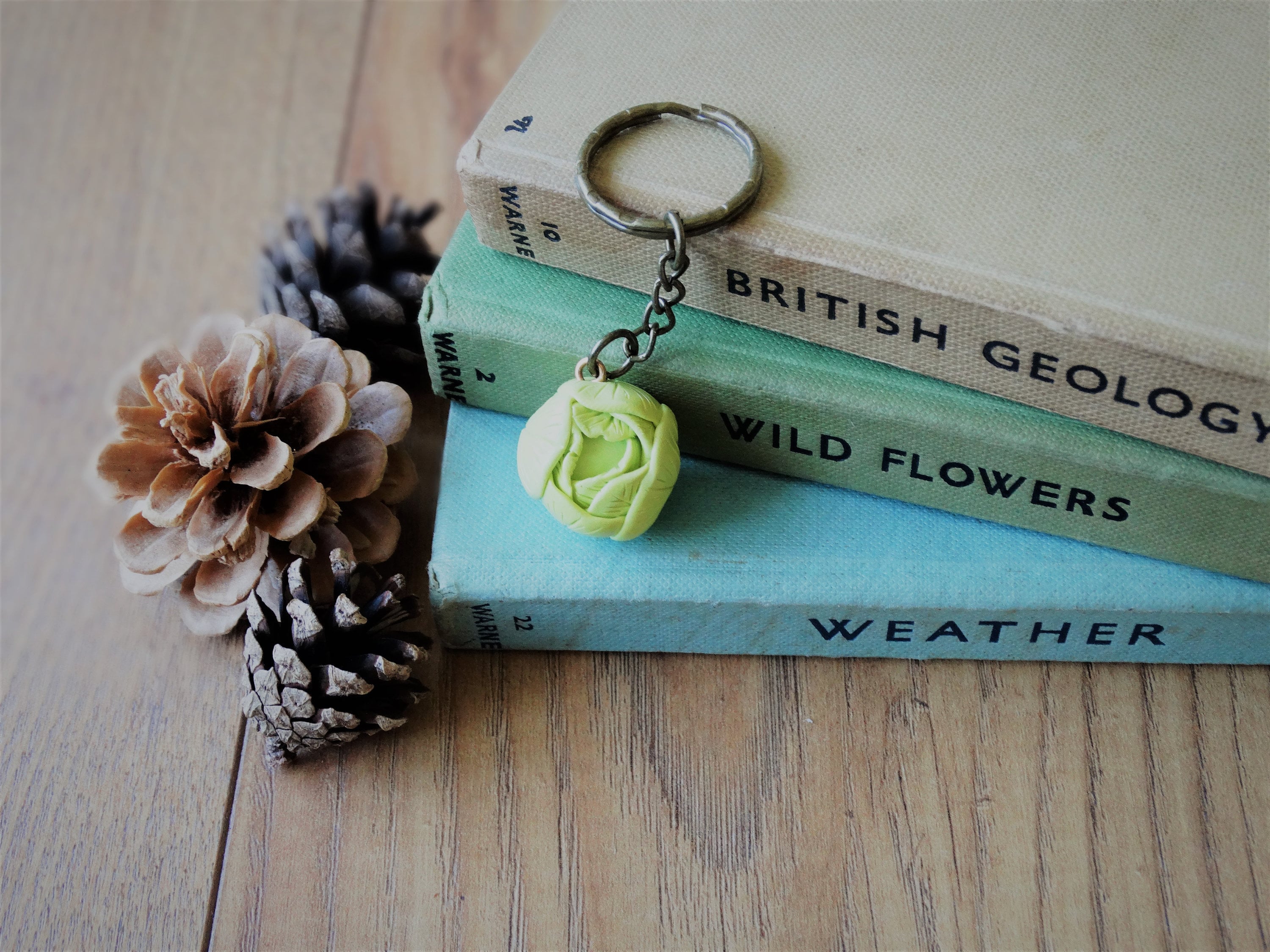 By the Shed White Green Cabbage Keyring Key Chain - Green Keys