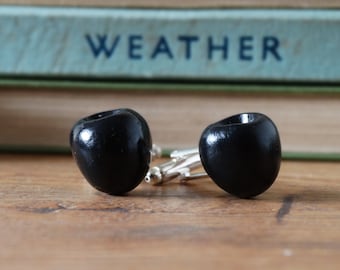 By the Shed Olive Black Fruit Cufflinks - SilverPlated - Allotment - Vegetarian - Gardening - Vegetable - Fruit - Mediterranean - Tapas