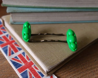 By the Shed Pea Pod Garden Hair Grips - Garden - Fruit - Vegetable - Green - Gift - Unique Present - Bobby Pins - Kirby Grips - Gardening