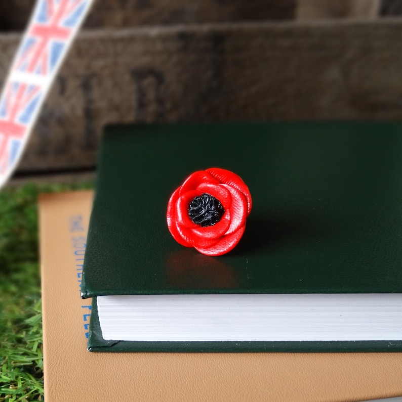 By the Shed Red Poppy Pin Badge Flowers Garden Gardening Gift Unique Present Floral Lapel Pin, Brooch, Tie Pin image 3