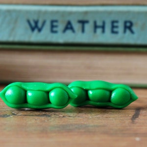 Par le hangar Gousse de pois Boutons de manchette de légumes verts - Plaqué argent - Allotissement - Végétarien - Jardinage - Légume - Fruits - Serre