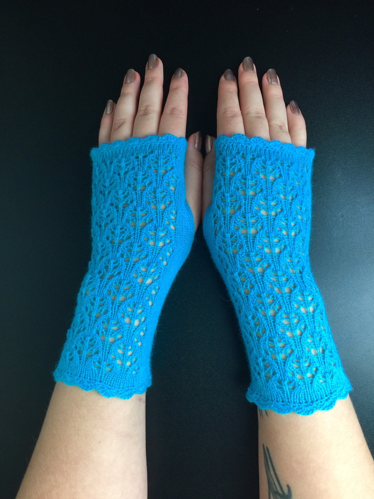 Stunning 100 Pure cashmere lace fingerless gloves. Col. light Etsy