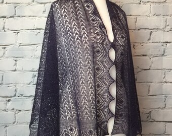 Stunning 20/80 alpaca wool knitted lace shawl / scarf / wrap, col: grape purple