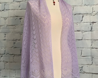 Stunning 70 wool 30 cashmere blend lace shawl / scarf / wrap, col: Lilac