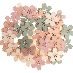 Fleurs éparses, fleurs éparses en bois, fleurs en bois, fleurs en bois pastel, fleurs décoratives éparses, fleurs en bois