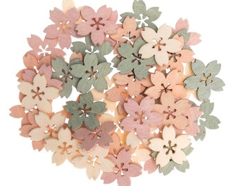 Scattered flowers, wooden scattered flowers, flowers made of wood, wooden flowers pastel, scattered decoration flowers, flowers made of wood