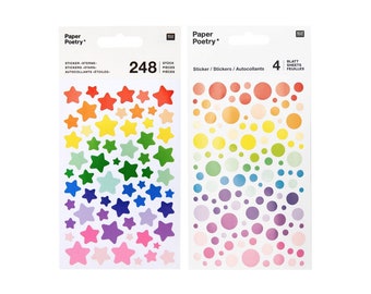 Sticker stars, sticker circles, sticker set, crafts for children, sticker circles, sticker sheet, sticker stars