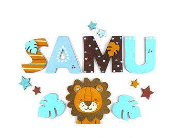 Wooden letters children's room door, door sign children's room, name plate children's room, wooden letters children's room, wooden letters lion