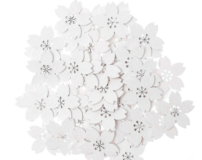 Scattered flowers white, wooden scattered flowers, flowers made of wood, wooden flower scattered, scattered decoration flowers, flowers made of wood, white flowers made of wood