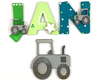 wooden letters tractor