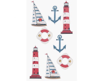 Maritime stickers, sea stickers, 3D stickers, card making, lighthouse stickers, anchor stickers, North Sea stickers, Baltic Sea stickers