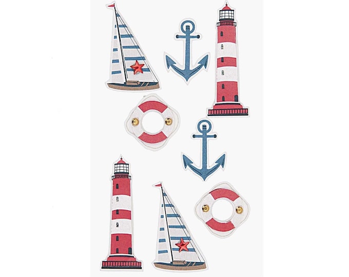 Maritime stickers, sea stickers, 3D stickers, card making, lighthouse stickers, anchor stickers, North Sea stickers, Baltic Sea stickers