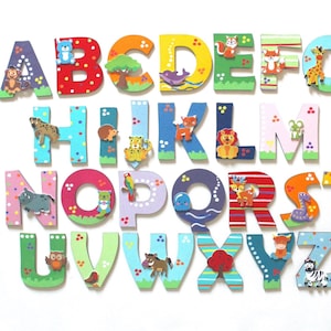 Letras de madera para puertas de habitaciones infantiles, letras de madera individuales, letras de madera con nombre, letras para habitación infantil, letras de madera con nombre
